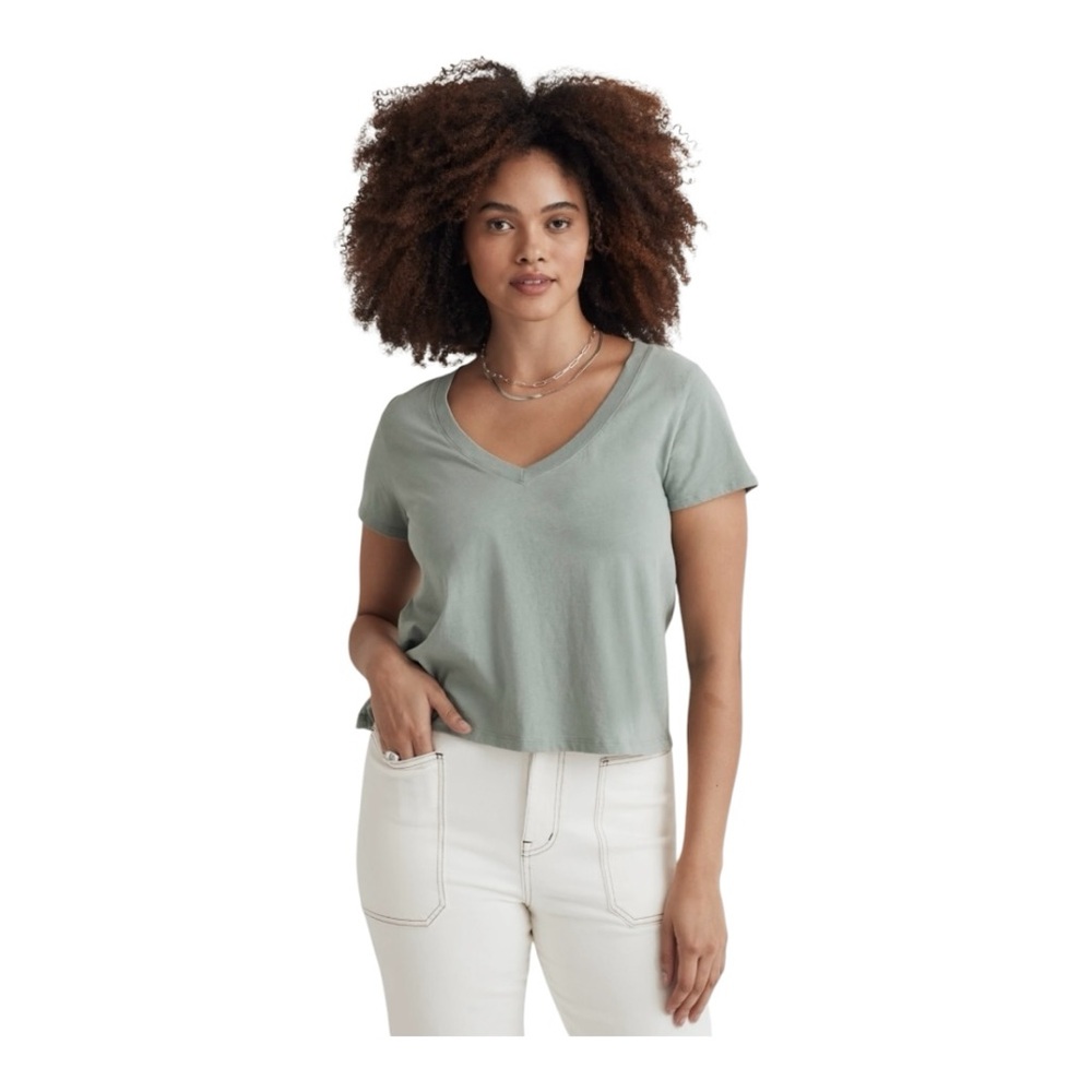 NWT Madewell Softfade Cotton V-Neck Crop Tee Sz XS ND822
